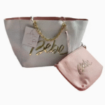 BEBE Gianna Tote & Pouch Set – White & Pink